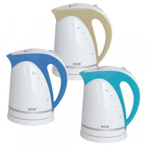 Чайник электрический  пластиковый Mystery MEK-1616 white/aqua