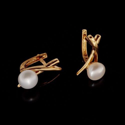 Серьги Линда белый жемчуг в золоте