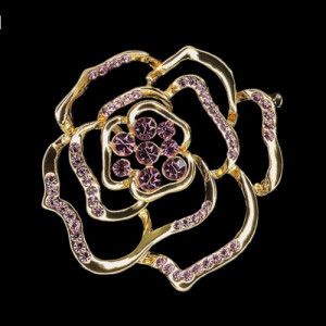 Брошь Роза Любви розовые камни