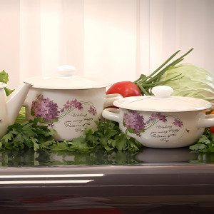 Набір емальованого посуду БонАпетіт Бузок Кастрюлі (1,5л + 2л) 