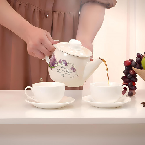 Набор эмалированной посуды БонАпетит Сирень Кастрюли (1,5л + 2л) + чайник